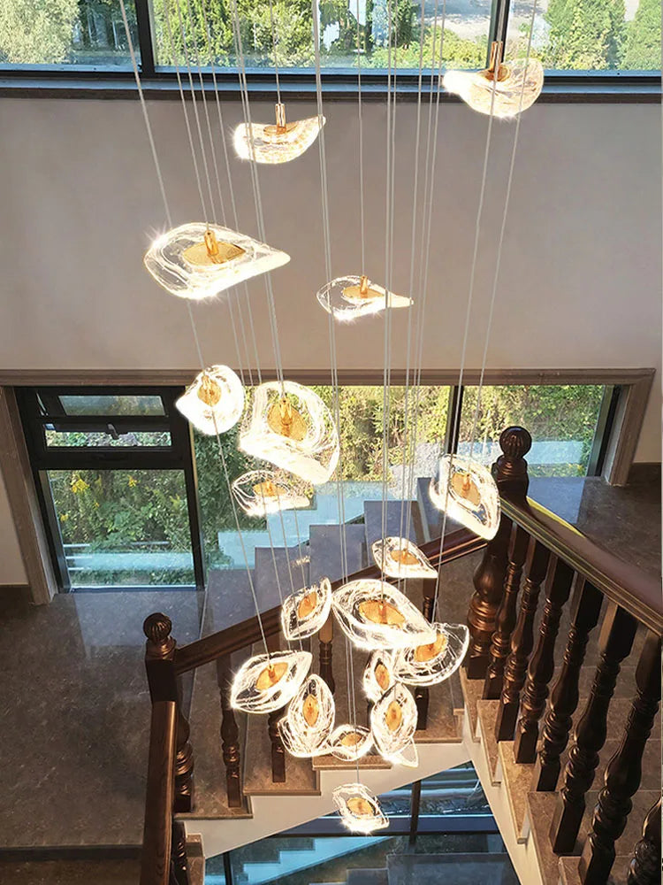 Afralia™ Crystal Glass Staircase Chandelier: Modern Nordic Luxury Living Room Lighting