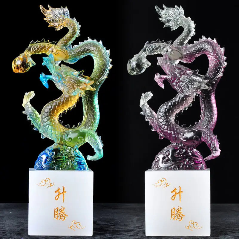 Afralia™ Ascending Dragon Feng Shui Ornament for Wealth and Success