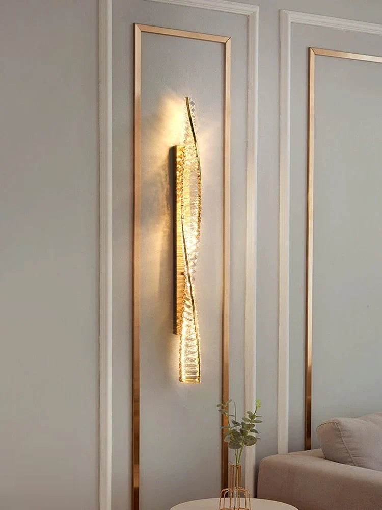 Afralia™ Crystal LED Wall Sconce - Golden Bedroom Bathroom Living Room Mirror Decorluxury Wall Lamp