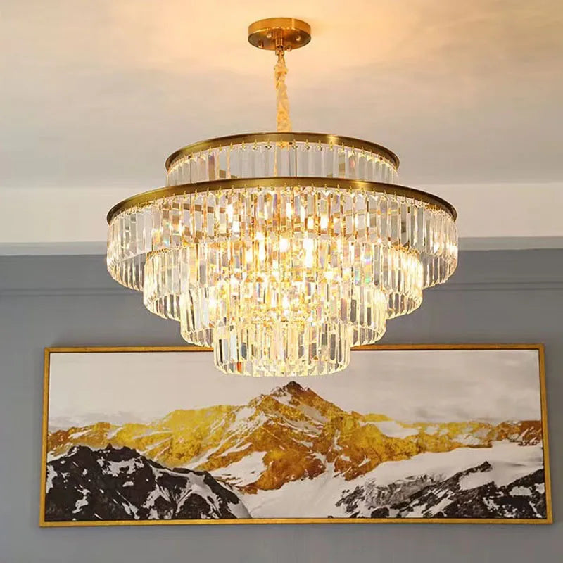 Afralia™ Round Crystal Chandelier for Living Room, Bedroom, Kitchen Island & Villa Décor