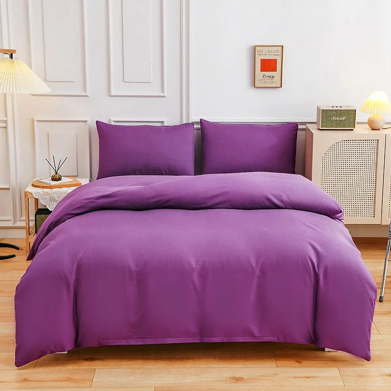 Afralia™ Luxe Solid Brown Purple Duvet Set with Sheet & Pillowcases