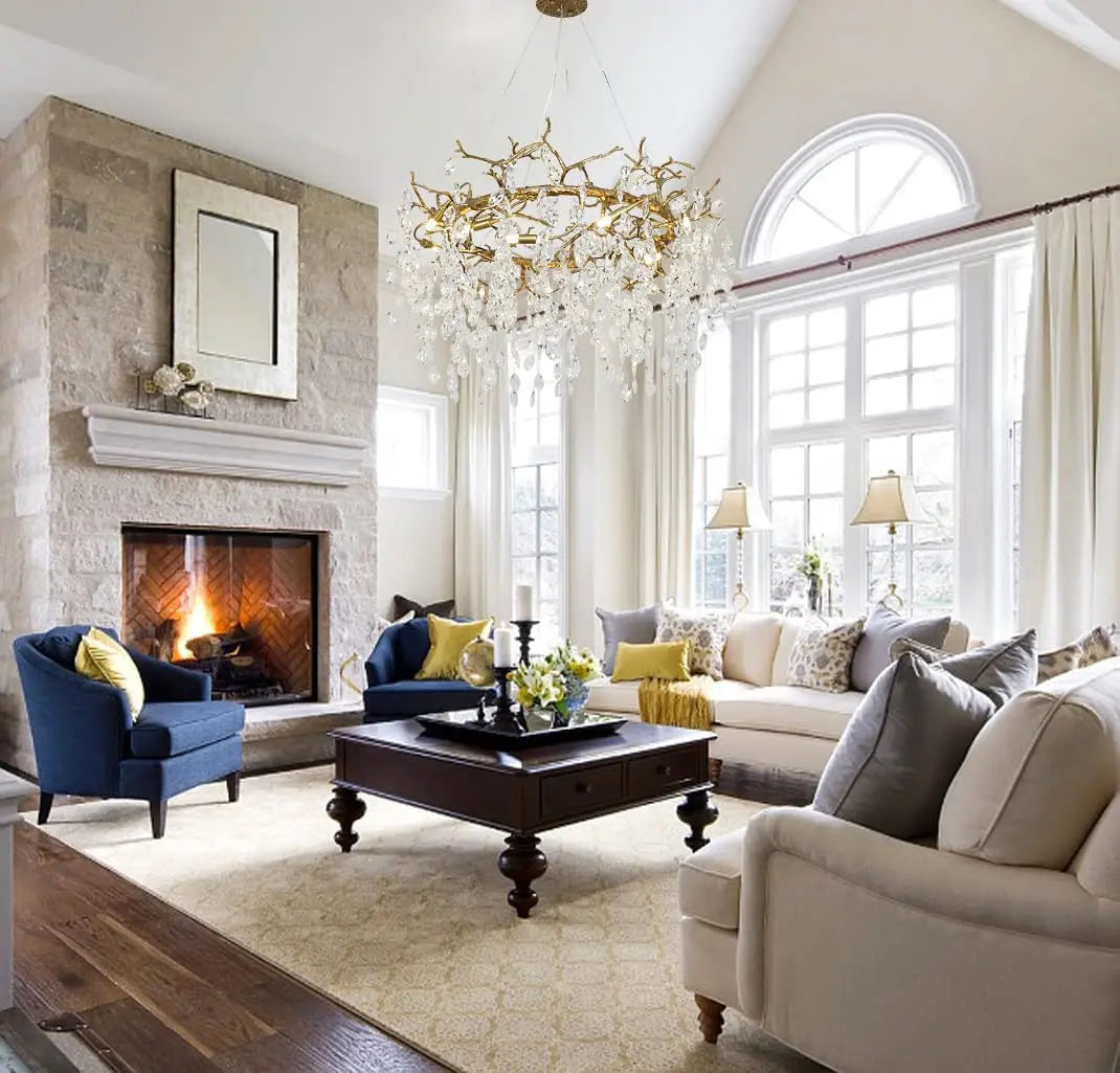 Afralia™ Modern Luxury Crystal Chandeliers: Elegant Copper Ceiling Lamp for Living & Dining Rooms