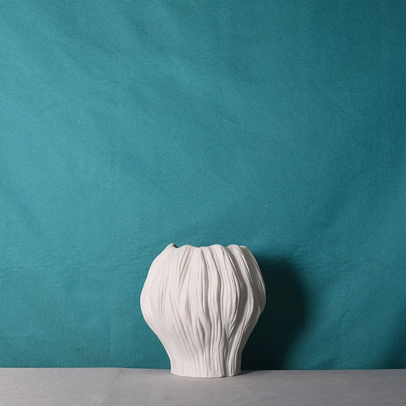 Afralia™ Ceramic Striped Vase for Home Decor and Flower Arrangement