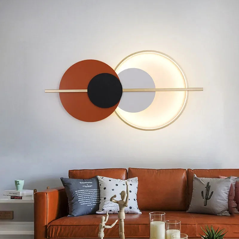 Afralia™ Circular Sofa Luxury Wall Lamp: Simple Modern Nordic Bedroom Lighting