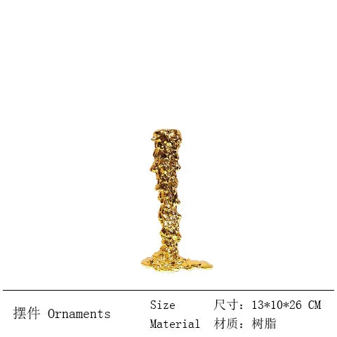Afralia™ Golden Candlestick Holder Resin Plated Melt Shape for Wedding & Home Decor