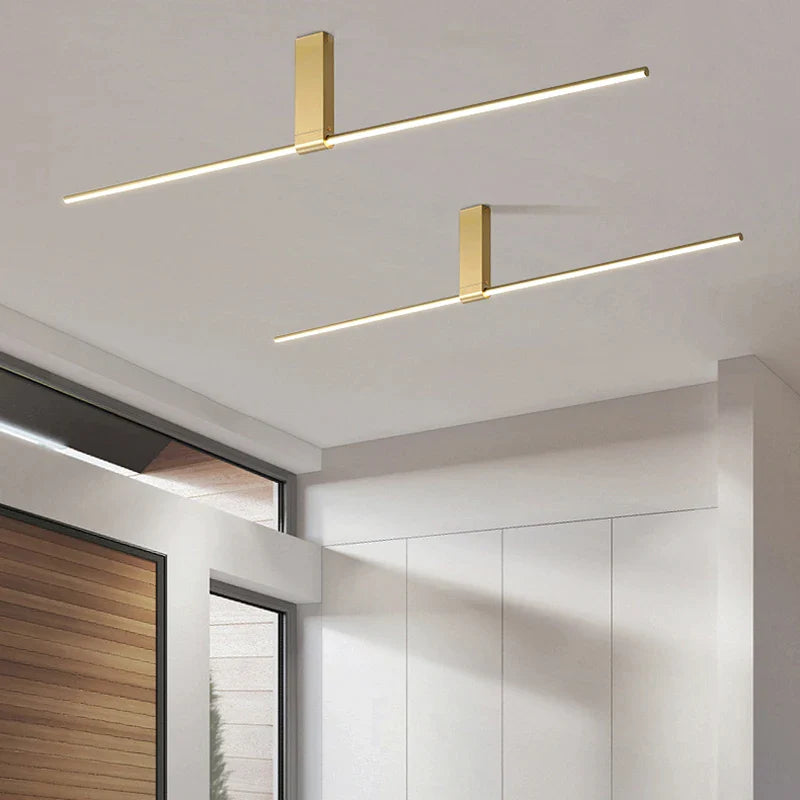 Afralia™ Line Ceiling Light for Dining Room Office Aisle Clothes Shop, 120cm White Gold Black