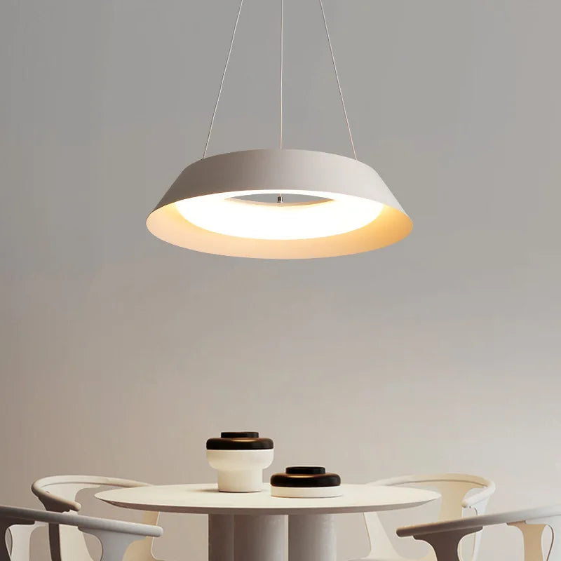 Afralia™ Modern White LED Pendant Light | Nordic Metal Ceiling Lamp | Dimmable Round Indoor Lighting