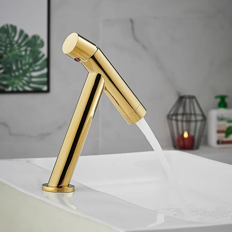 Afralia™ Gold Bathroom Sink Faucet Single Handle Vintage Wash Basin Hot Cold Mixer Tap