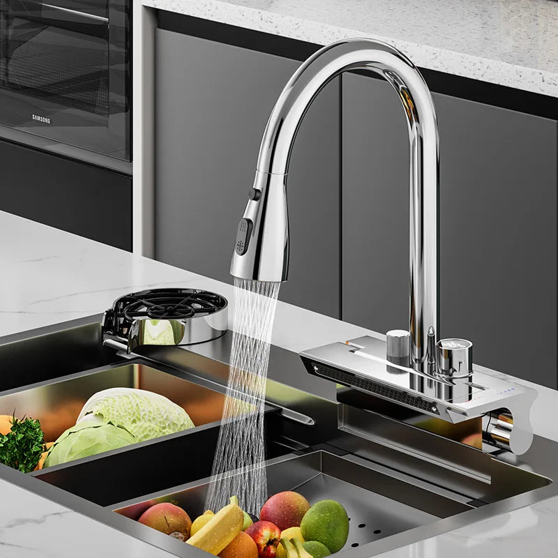 Afralia™ Digital Display Pull Out Kitchen Faucet