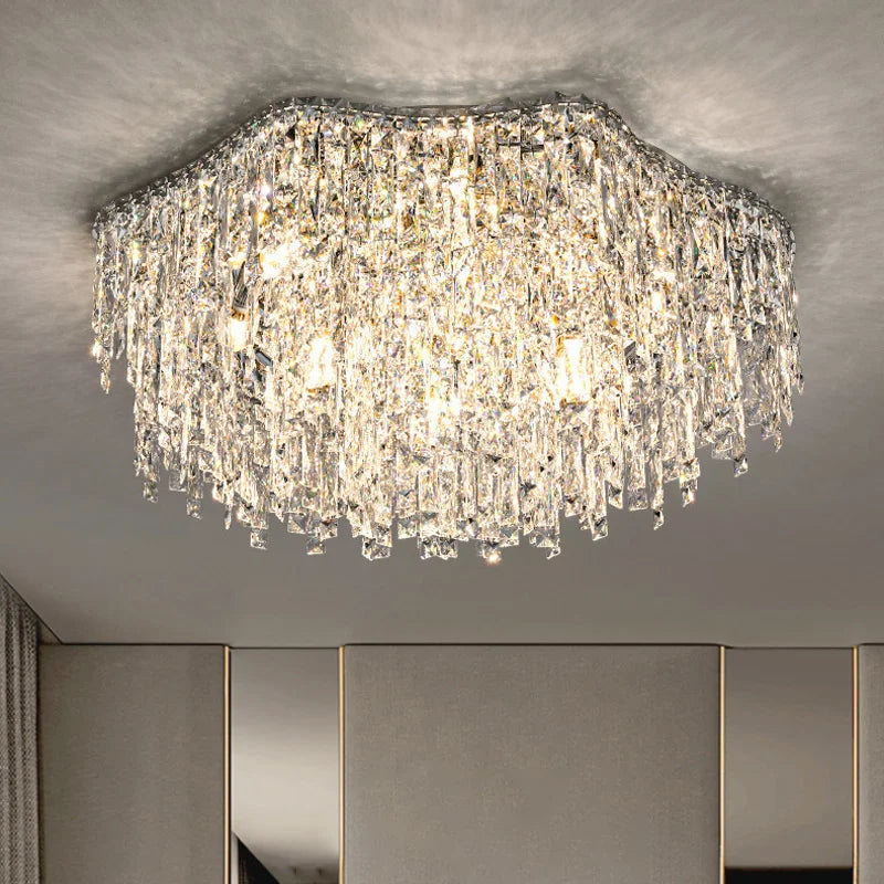 Afralia™ Crystal LED Ceiling Light: Modern Chandelier for Bedroom and Living Room