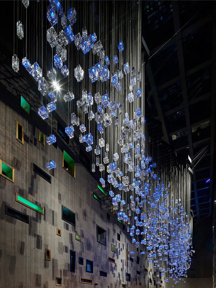 Afralia™ Crystal Cube Pendant Light: Modern Designer Chandelier for Home & Hotel Settings