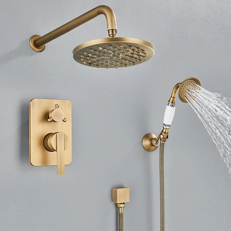 Afralia™ Brass 8" Rainfall Shower Faucet Set Wall Mounted Mixer System for Bath