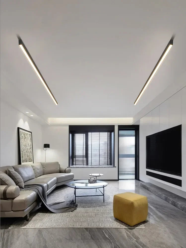 Afralia™ Black Linear LED Ceiling Lamp for Living Room, Aisle, Dining Room