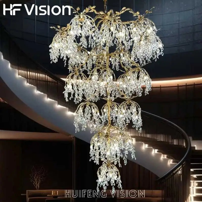 Afralia™ Crystal Pendant Light Chandelier for Villa Living Room Decor