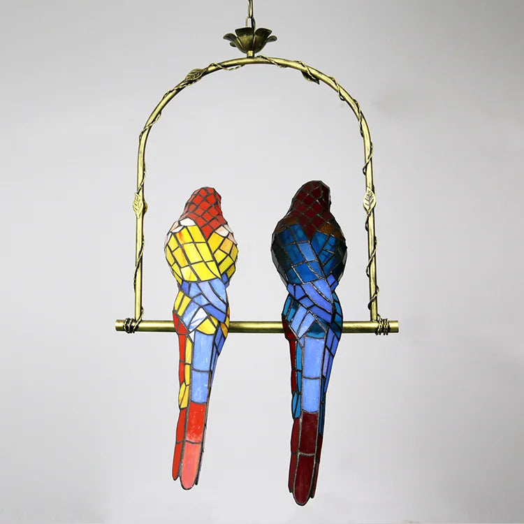 Afralia™ Color Glass Parrot Pendant LED Lamp for Home Bedroom Decor