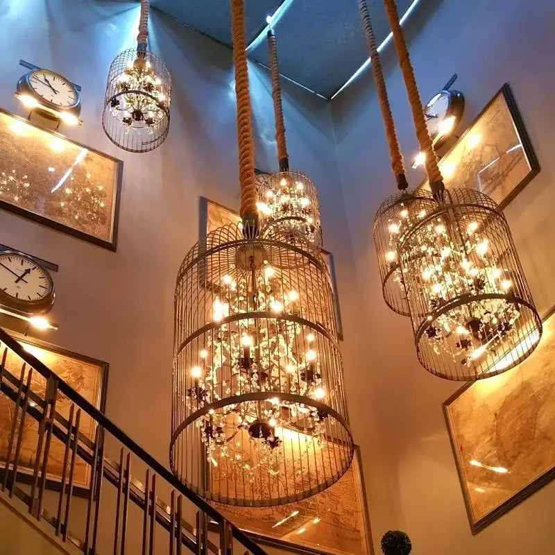 Afralia™ Vintage Rustic Iron Chandelier for Living Room and Restaurant