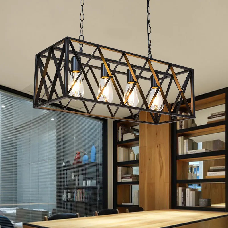 Afralia™ Industrial Chandelier Retro Loft Bar Restaurant Pendant Lamp Ceiling Lamp