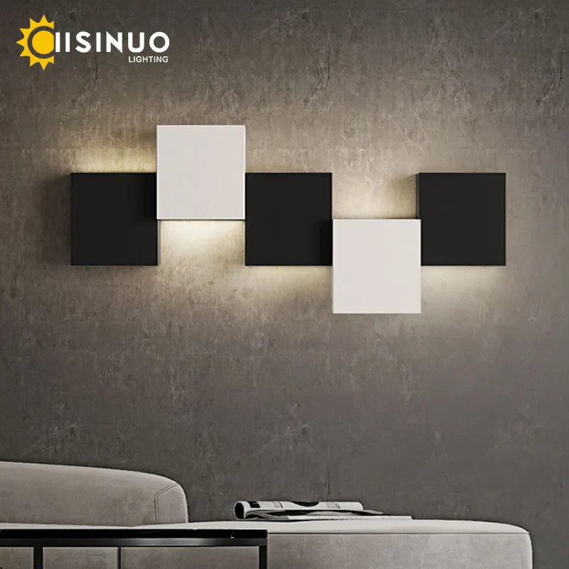 Afralia™ Geometric LED Wall Sconce Black White Light for Living Room Bedroom Hallway