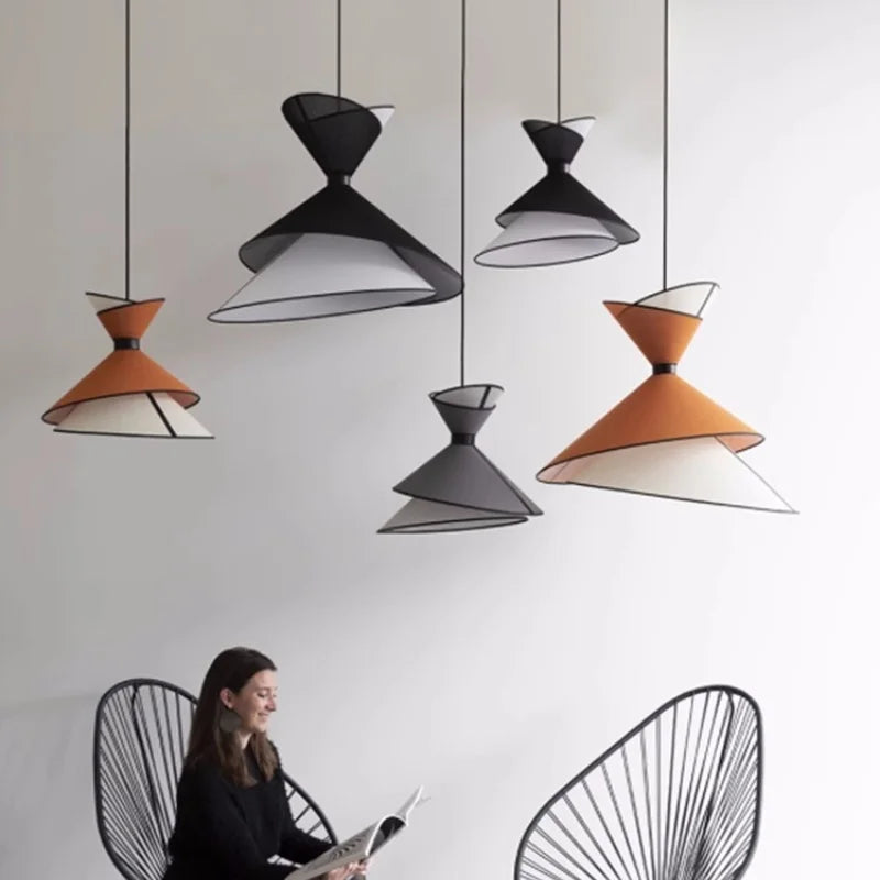 Afralia™ Modern Minimal Fabric LED Pendant Speaker Lights Bar Dining Room Hanging Lamp