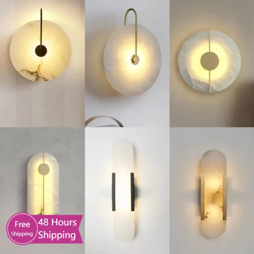 Afralia™ Marble Stone Wall Sconce - Modern Indoor Nordic Hotel Bathroom Decor