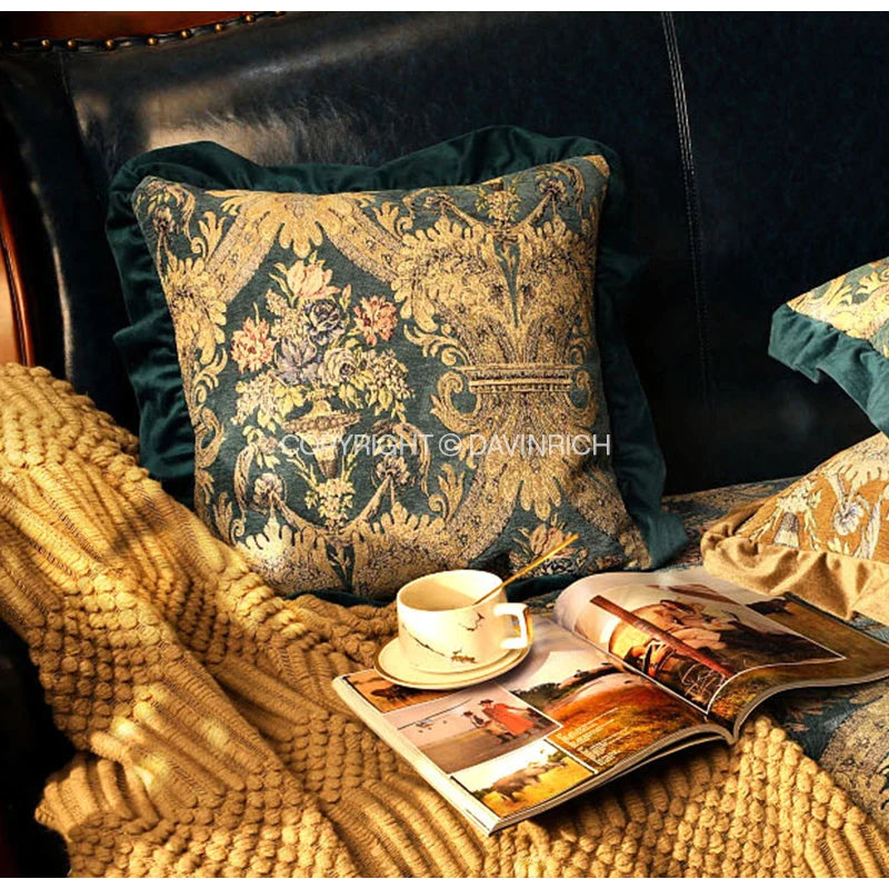 Afralia™ Velvet Damask Floral Jacquard Pillow Cover - 47x47cm