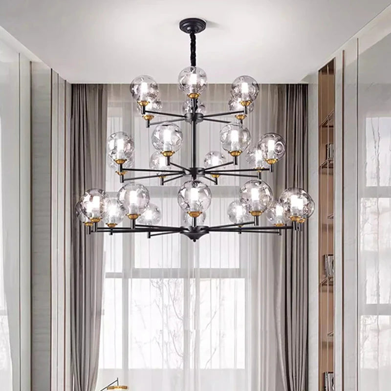 Afralia™ Nordic Glass Ball LED Chandelier for Ceiling Lighting in Living Room and Bedroom