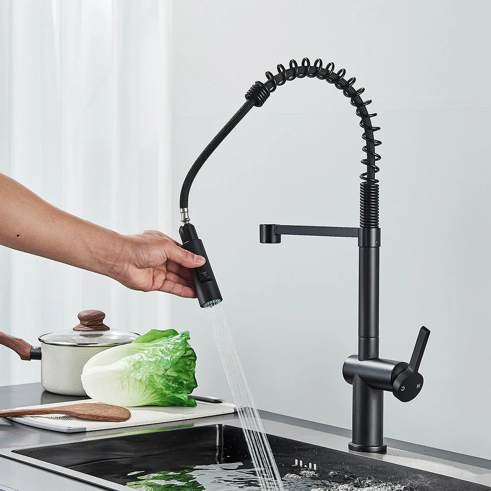 Afralia™ Brass Kitchen Sink Faucet with Dual Stream Sprayer Nozzle, Hot Cold Water Mixer Tap