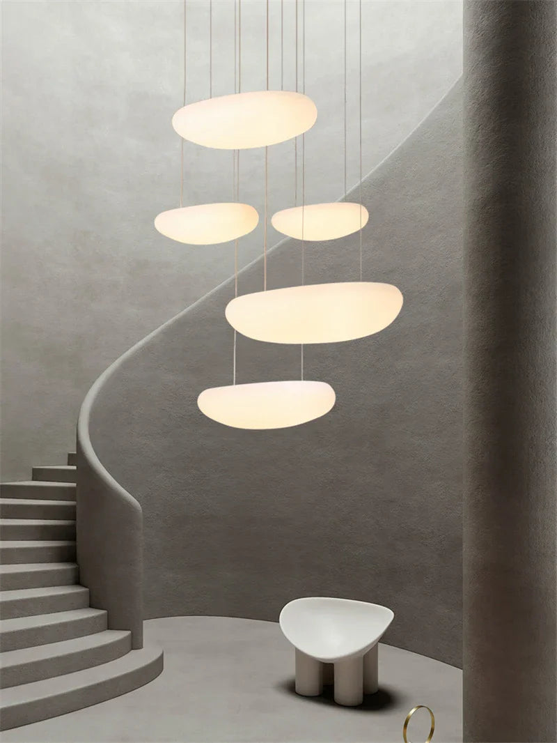 Afralia™ LED Pebble Pendant Light: Stylish White Chandelier for Living Room, Bedroom, and Restaurant Décor.