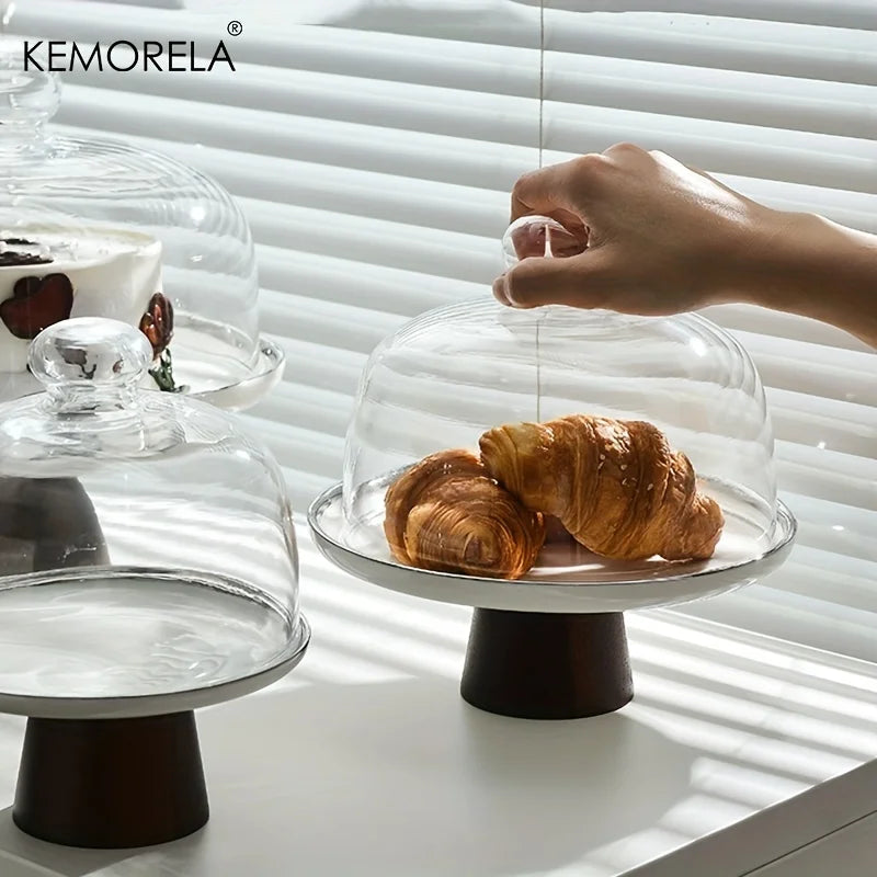 Afralia™ European Tall Cake Tray with Transparent Glass Lid | Elegant Dessert Display for Dining Table