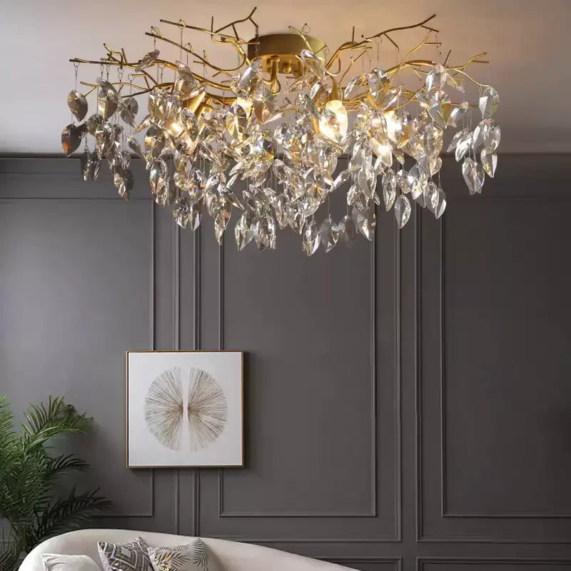 Afralia™ Luxury Gold Branch Ceiling Light Fixture