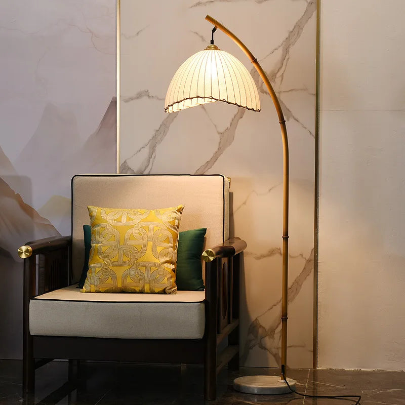 Afralia™ Wabi Sabi Bamboo Canvas LED Floor Lamp - Nordic Minimalist Design