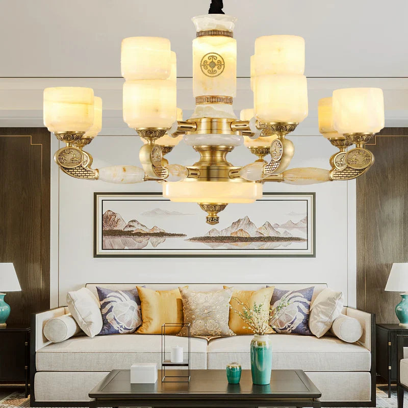 Afralia™ Jade Copper Chandelier: Luxury European Style for Living Room, Bedroom, Dining Room Lighting