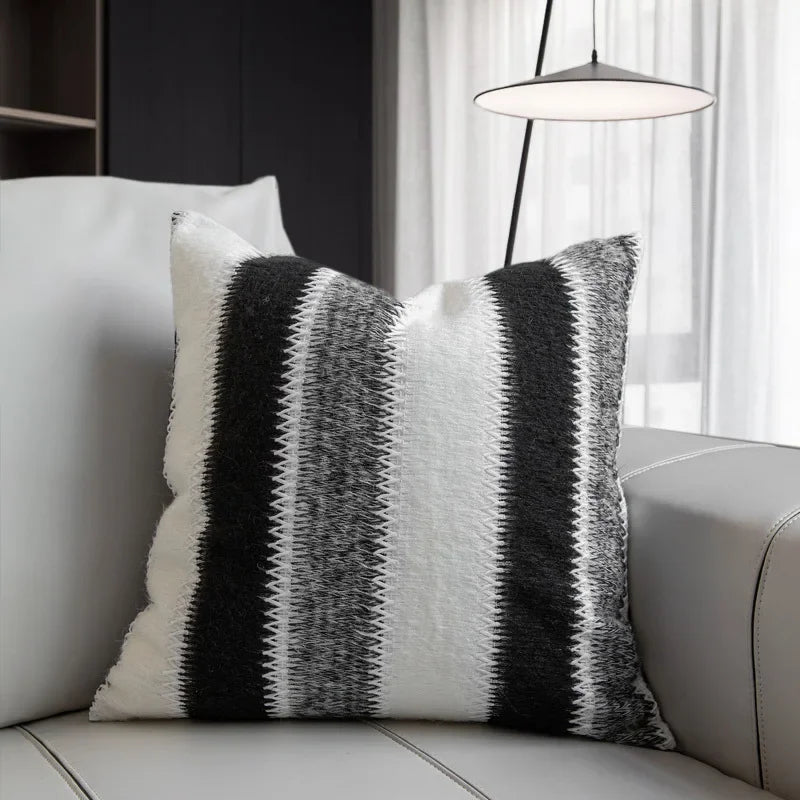 Afralia™ Knitted Crochet Cushion Cover Black Gray White Nordic Simple Luxury Pillowcase