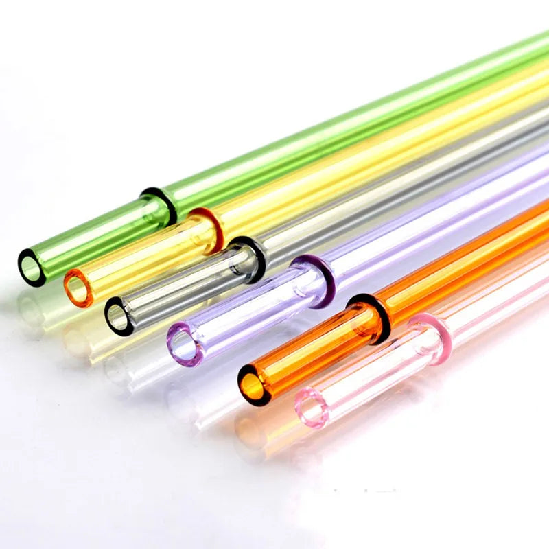 Afralia™ Glass Bent Straw 200mm - Reusable Cold Beverage Drinking Straw