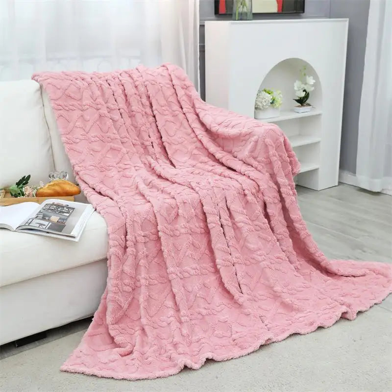 Luxury Jacquard Coral Fleece Blanket by Afralia™