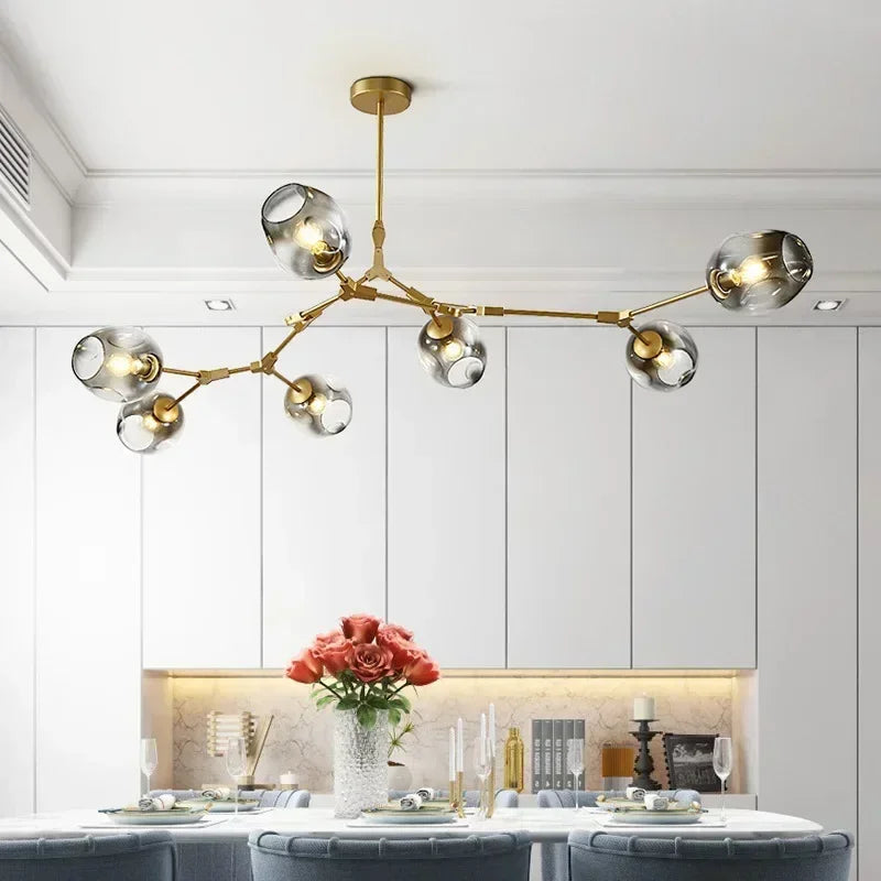 Afralia™ Glass LED Ceiling Chandelier for Kitchen Dining Living Room