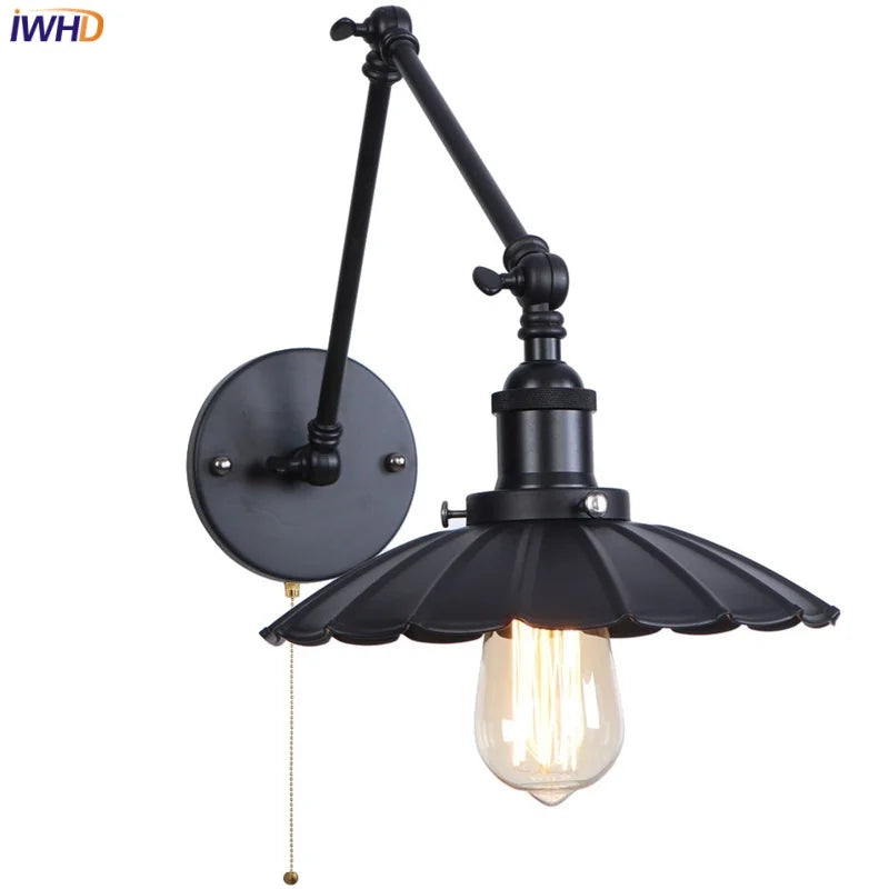 Afralia™ Vintage Loft LED Wall Lights with Pull Chain Switch for Bathroom Mirror, Stair, Living Room