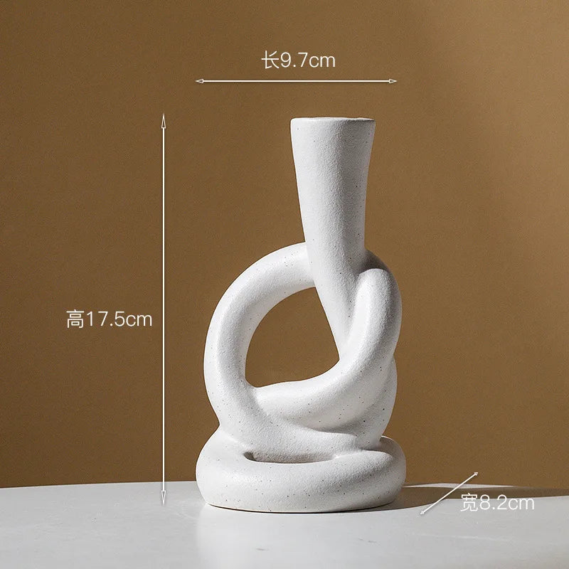 Afralia™ Ceramic Knot Candle Stand Geometric Home Decor Hollow Candlestick