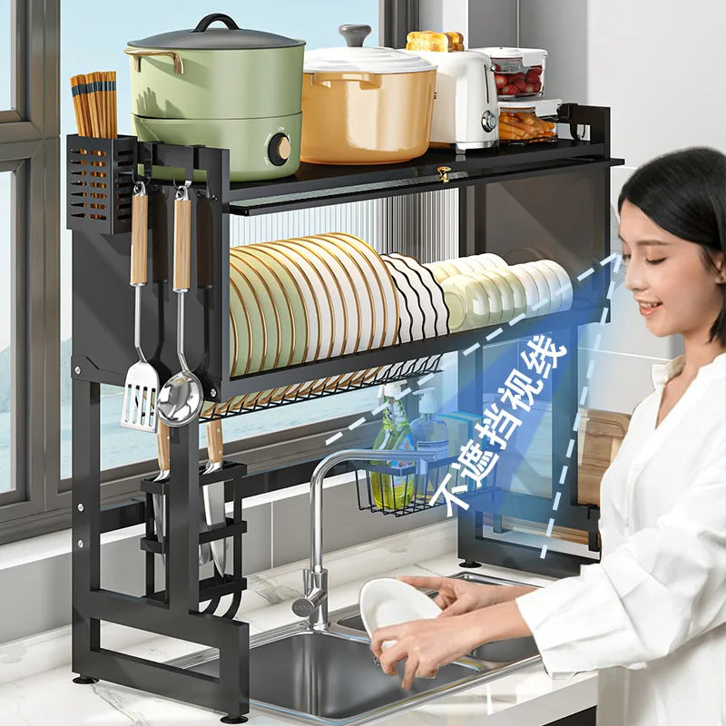 Afralia™ Kitchen Cabinet Organizer Shelf for Sink Seasoning Tableware Storage