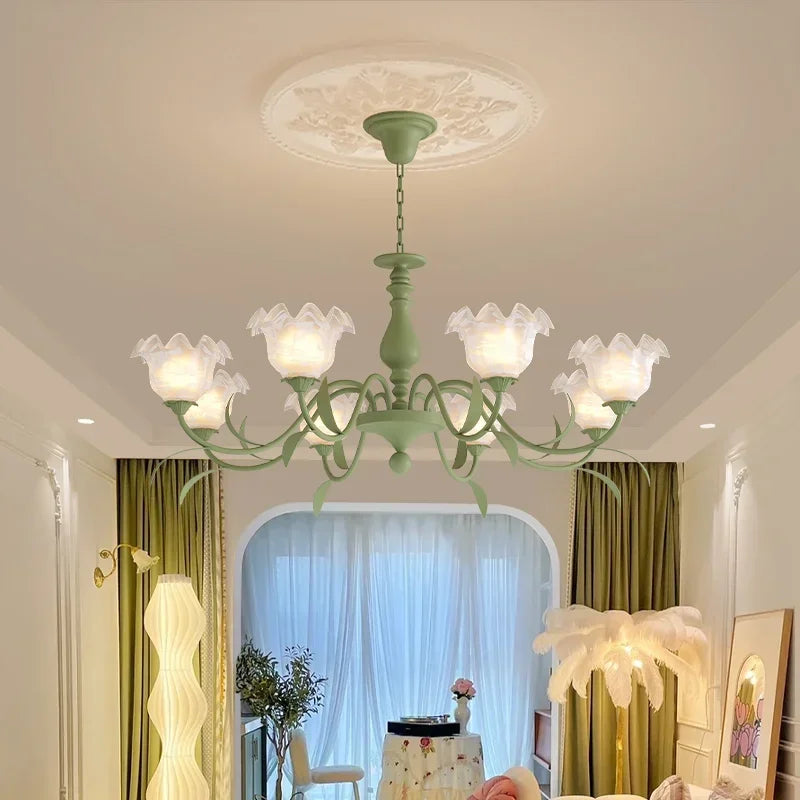 Afralia™ Lily Of The Valley Glass Chandelier Light: Modern Cream Wind Lamp for Living Room & Bedroom