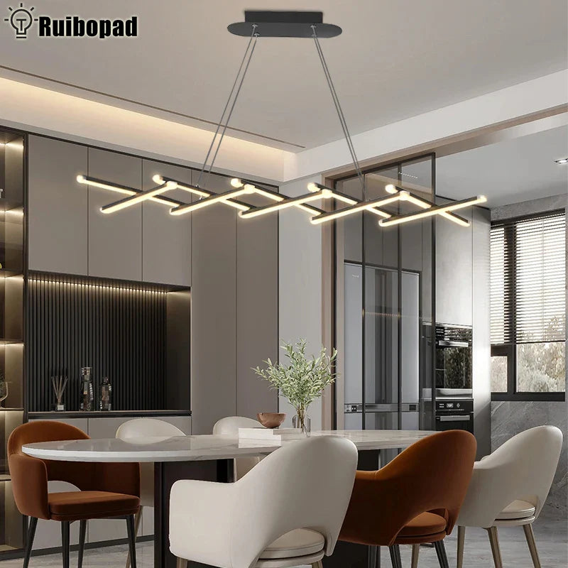 Afralia™ Modern Dimmable LED Chandelier for Long Dining Table, Kitchen, Bar - Pendant Lights