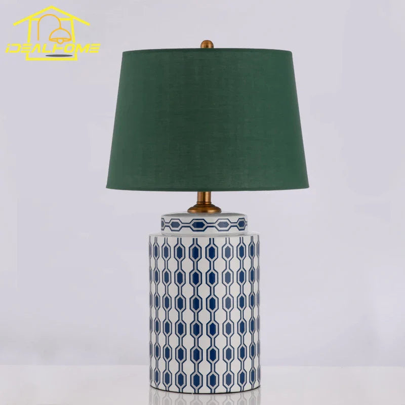 Afralia™ Blue/Orange Ceramic Table Lamp LED E27 Modern Minimalist Desk Light