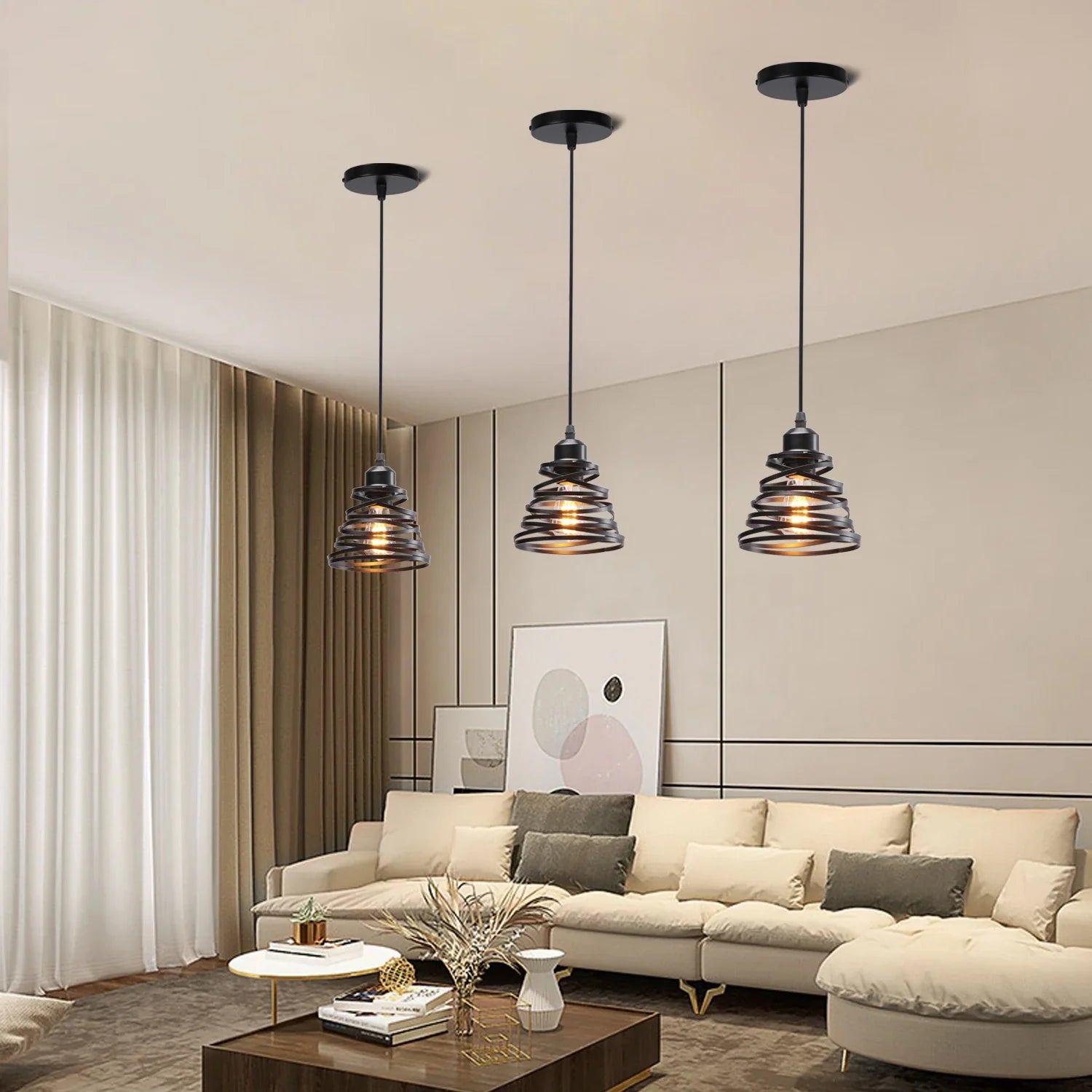 Afralia™ Spiral Swirl Pendant Lamp: Vintage E27 Ribbon Chandelier for Living Room & Kitchen