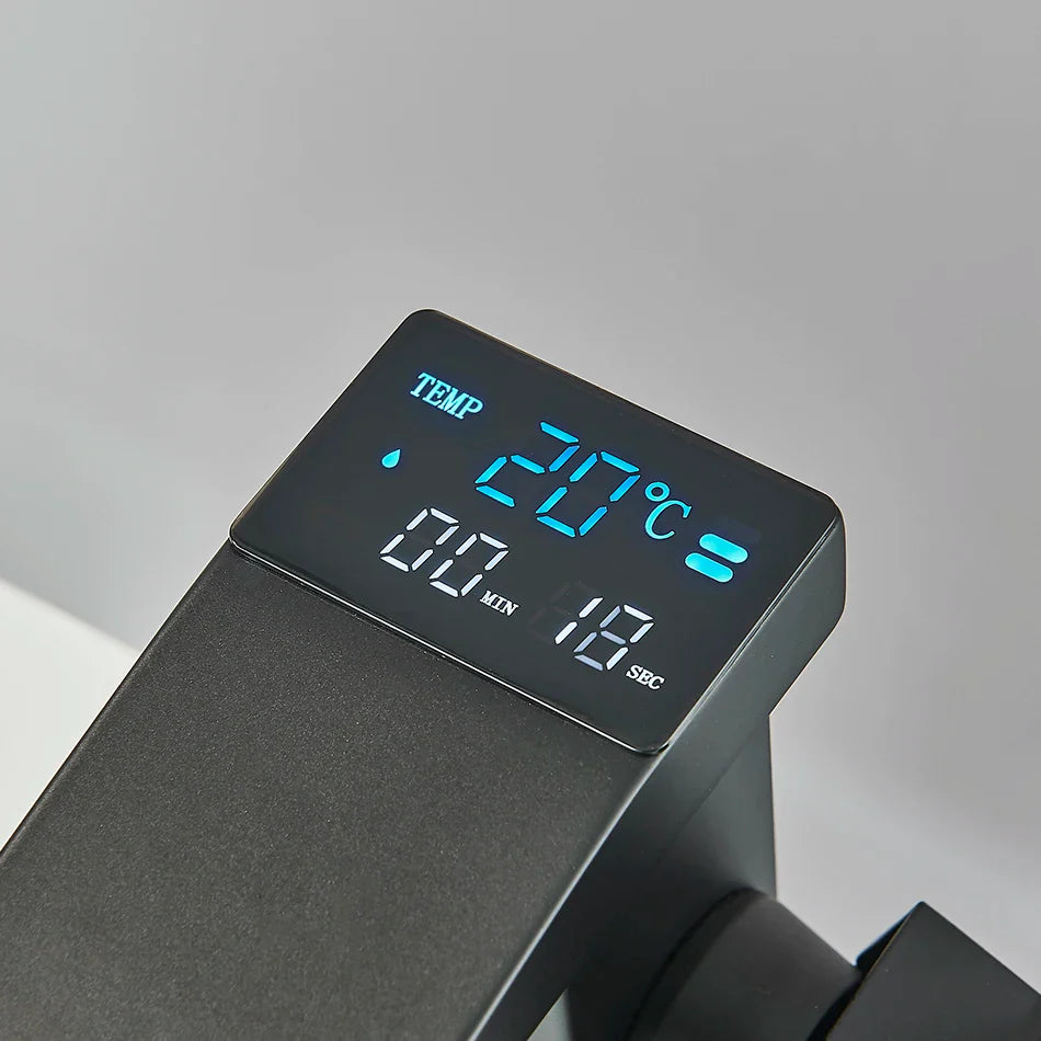 Afralia™ LCD Digital Basin Faucet, Brass Kitchen Sink Mixer Tap, Hot Cold Display