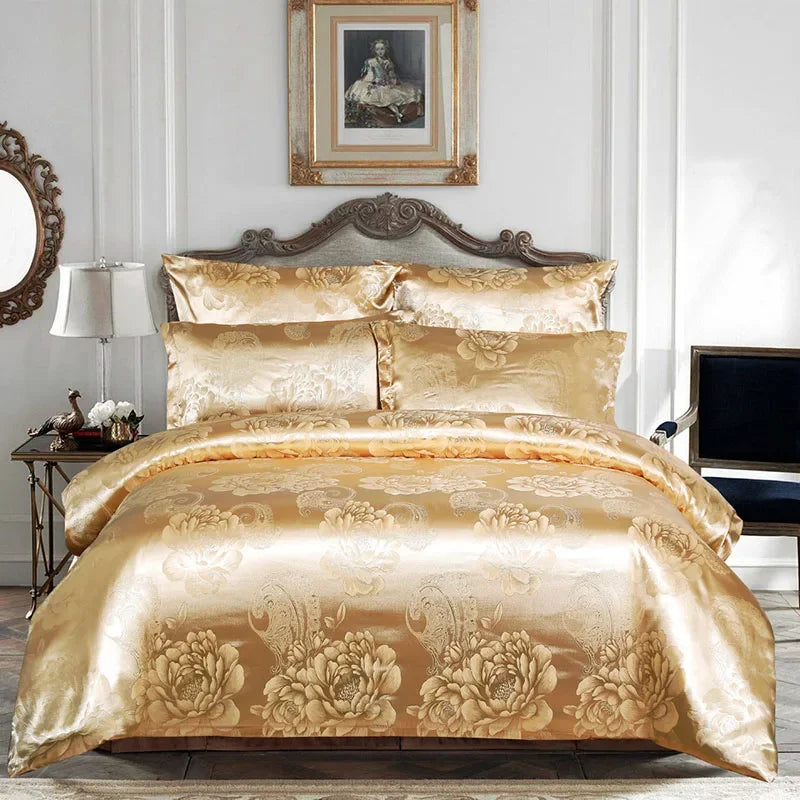 Afralia™ European Satin Jacquard Duvet Cover Set: High Quality, Skin-Friendly Summer Bedding Kit