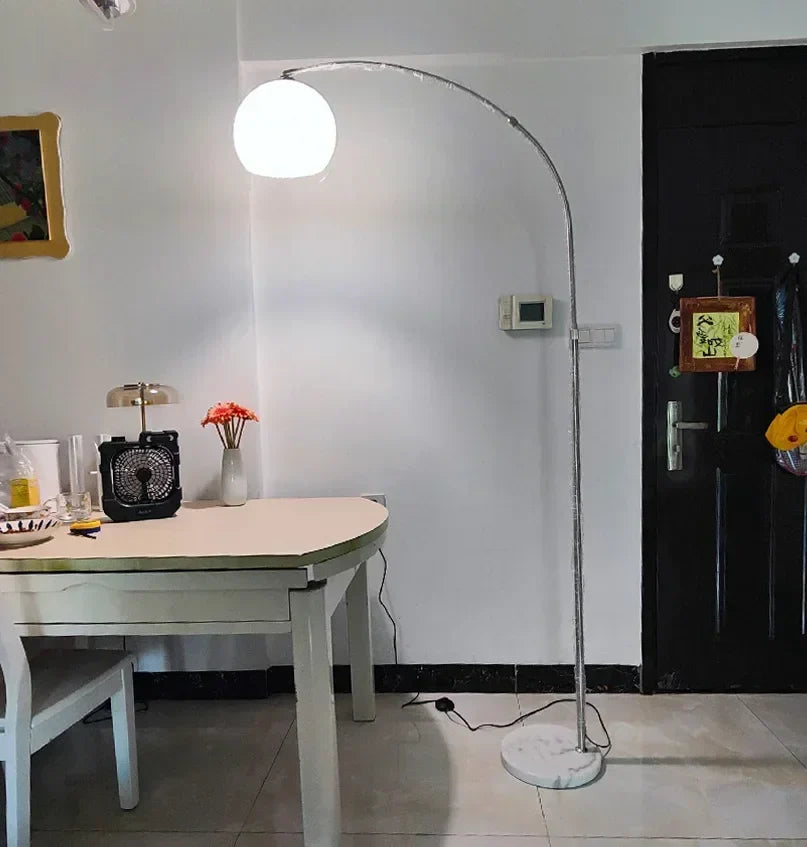 Afralia™ Curved LED Floor Lamp for Living Room Stainless Steel Personality Design