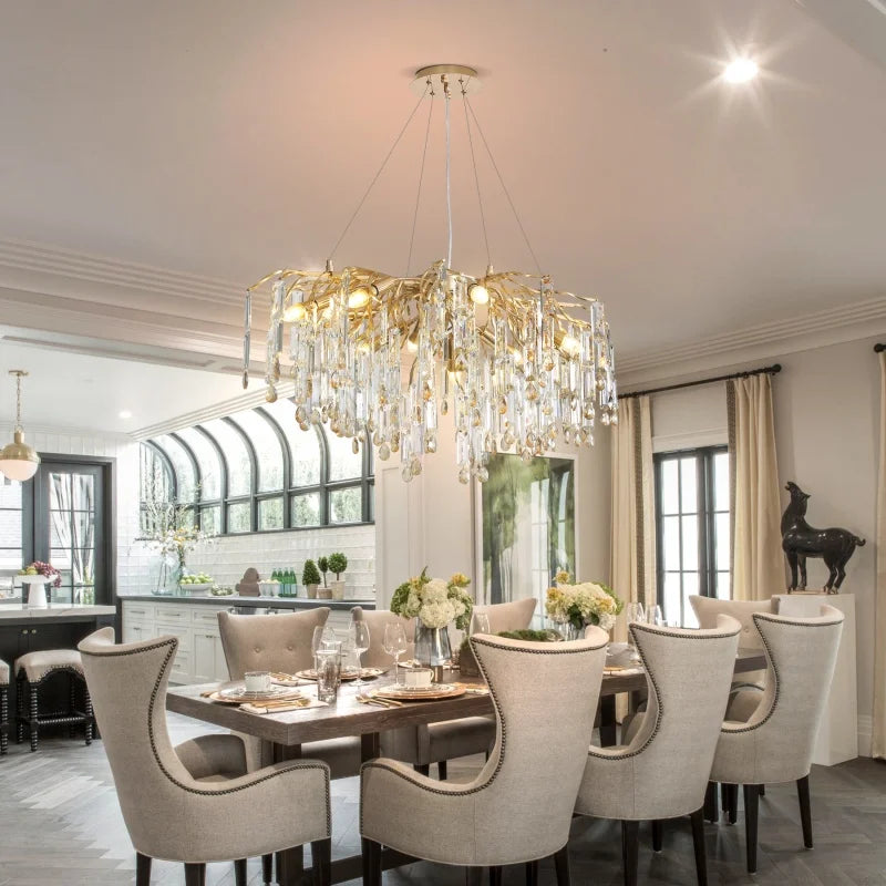 Afralia™ Crystal Pendant Chandelier for Living Room, Bedroom, and Dining Table