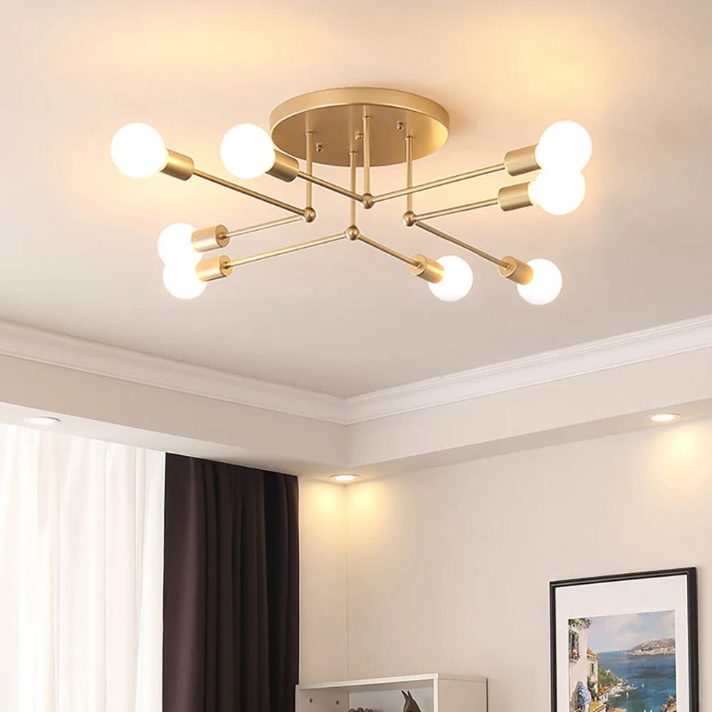 Afralia™ Vintage Chandelier Antique Gold Loft Parlor Lighting