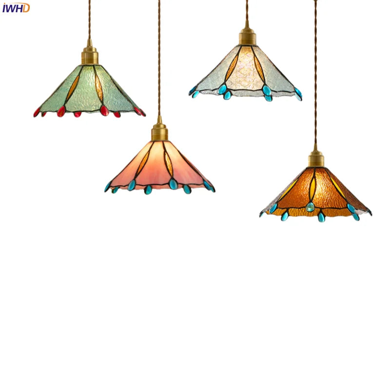 Afralia™ Vintage Copper LED Pendant Light Fixture for Dining Living Room Decor
