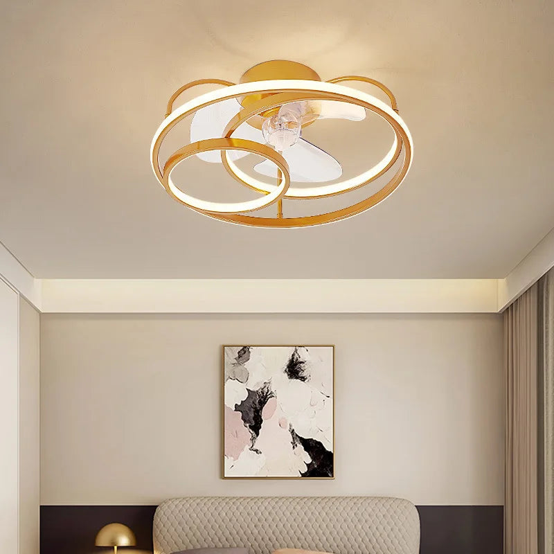 Afralia™ LED Ceiling Fan with Remote Control, Modern Silent Lighting Fixture for Bedroom and Dining Room